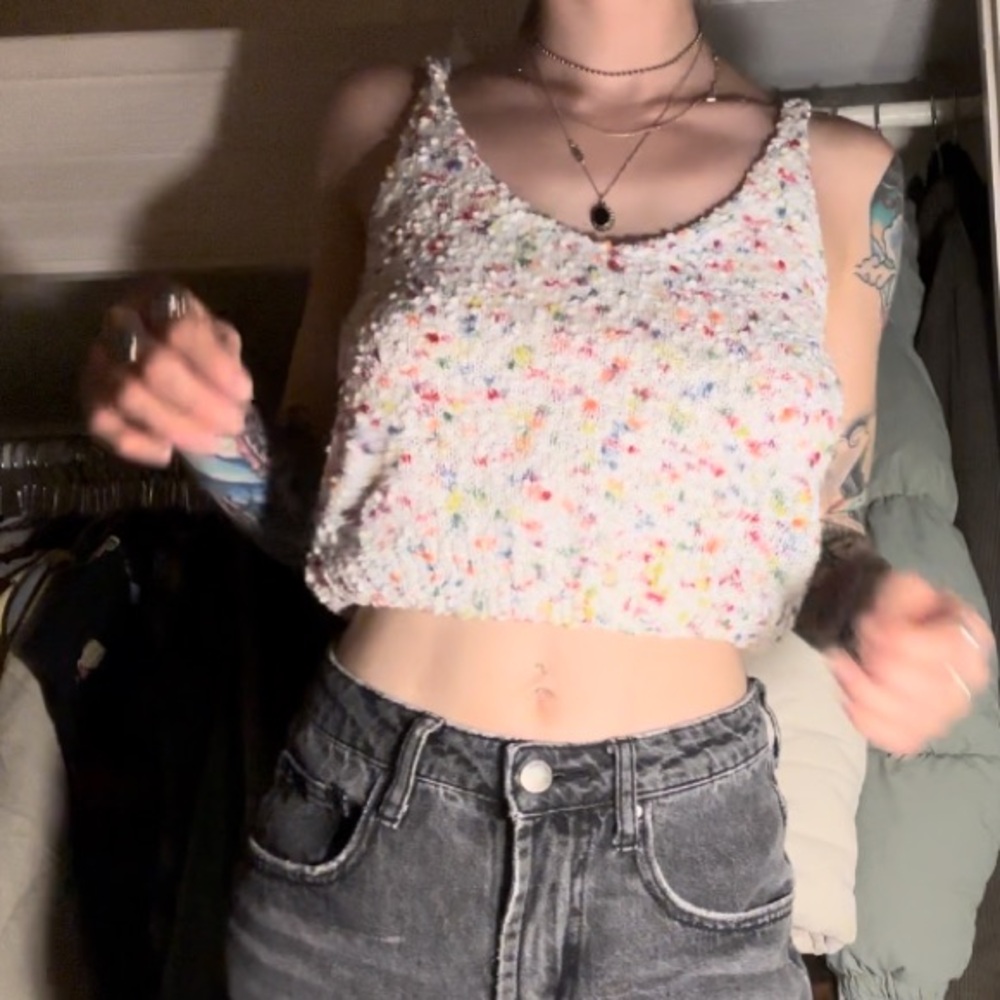 Soft fuzzy knit tank top
